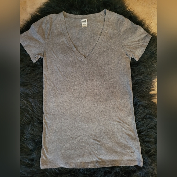 PINK Victoria's Secret Tops - Gray V-Neck VS PINK Tee